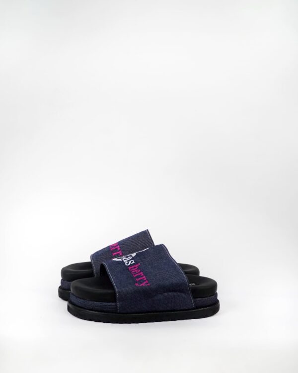 Zasberry Women Jeans Wedge Slide With Logo Embroidery