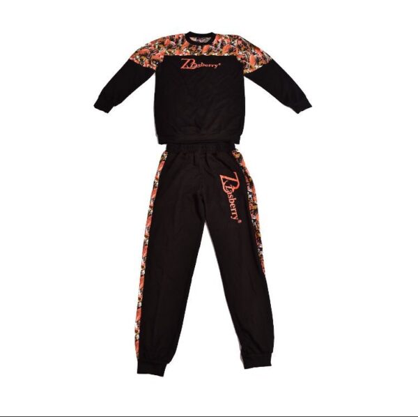 Men’s Zasberry Black Floral Panel Tracksuit – Sweatshirt & Jogger Set