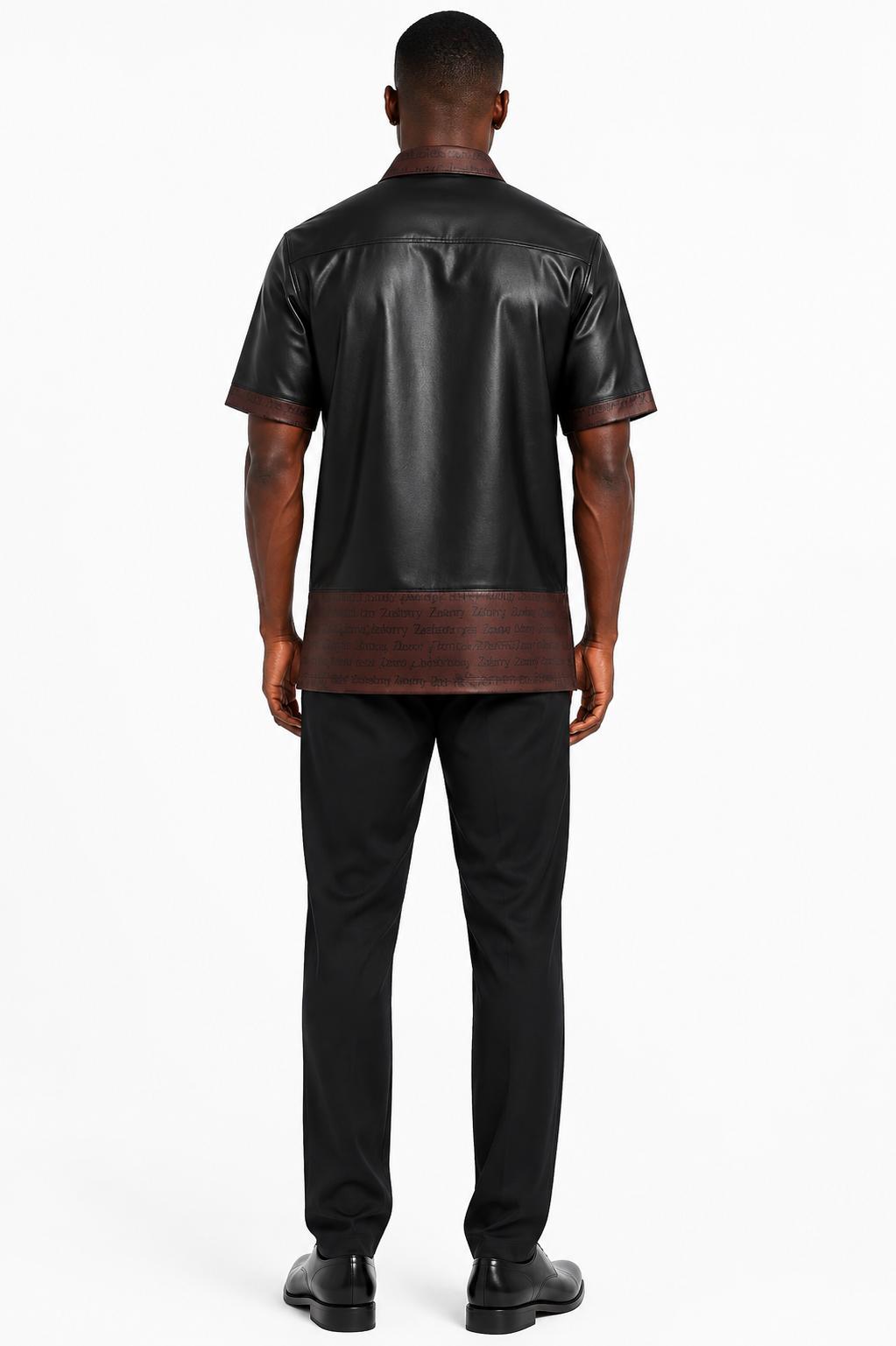 Zasberry Signature Brown Monogram Leather Two-Piece Set - Image 2