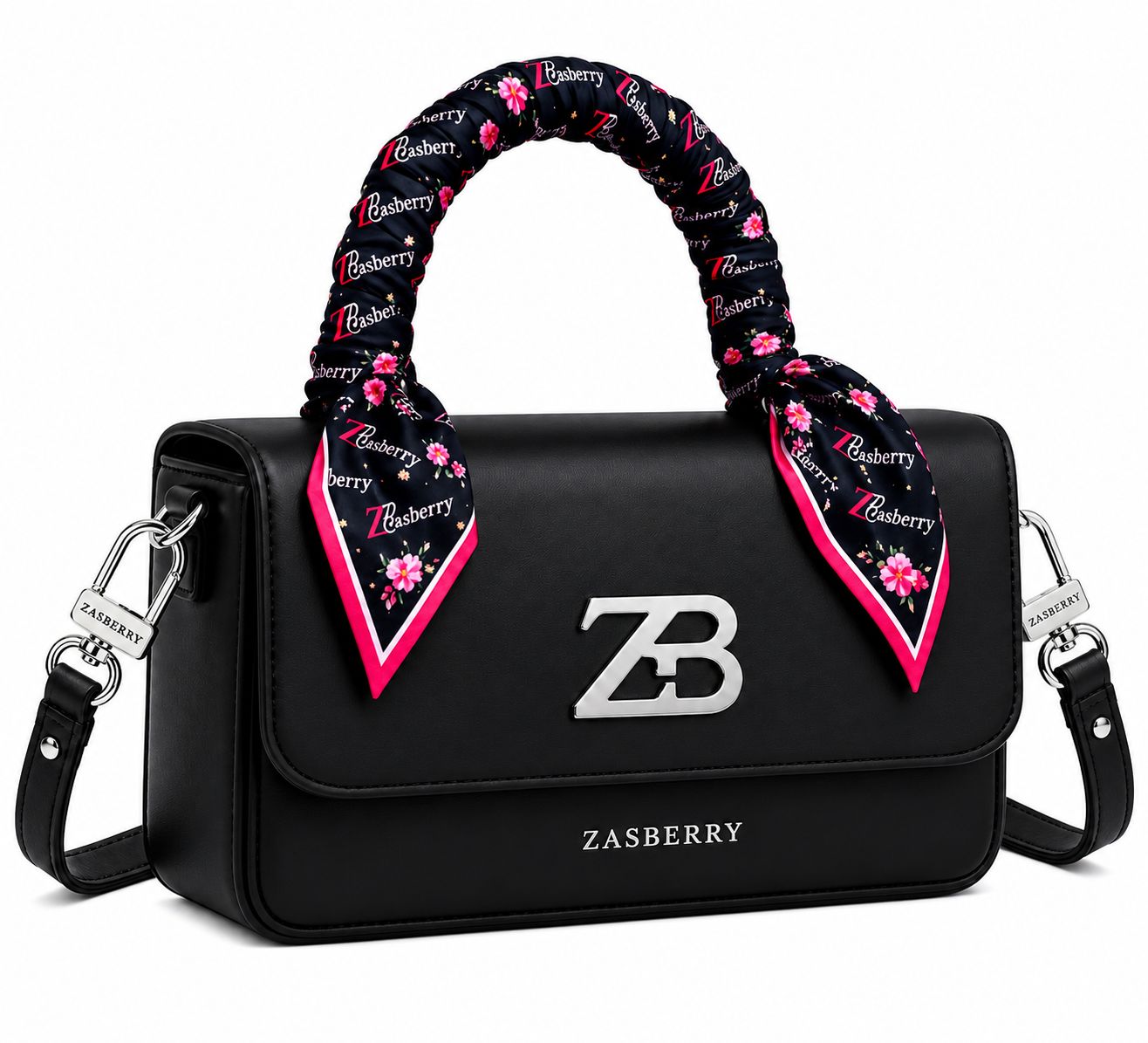 Zasberry® Noir Silk-Twist Top Handle Me Leather Handbag