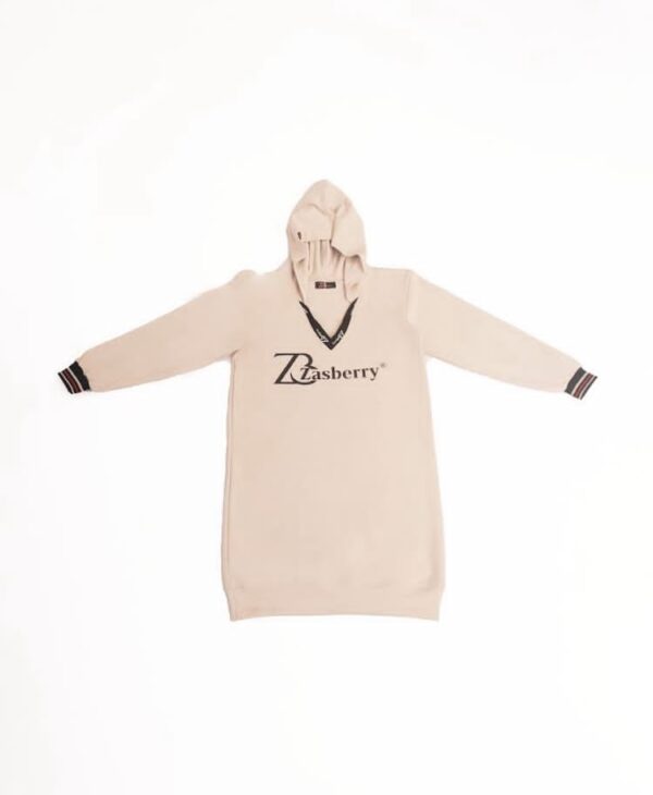 Women’s Zasberry Beige Hoodie Dress – Casual Long Sleeve Streetwear